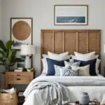 a coastal style bedroom with wood accents and rattan accents.jpg