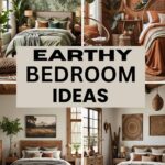 Pinterest graphic of bedrooms with earthy details