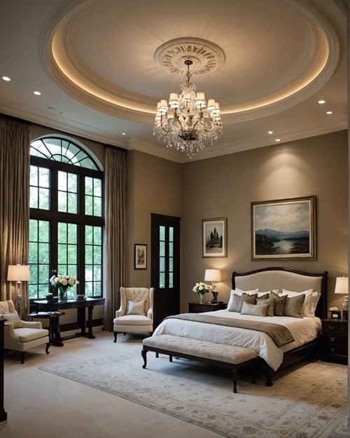 large romantic master bedroom with ceilings