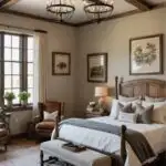 large romantic master bedroom with rustic accents