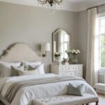 large romantic master bedroom with soft whites, subtle Spring tones