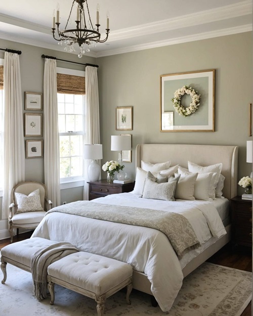 bedroom with soft whites, and subtle Spring tones