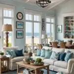 Coastal Living Room with beach themed decor