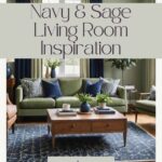 Navy & Sage Living Room inspiration pinterest graphic