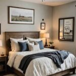 guest bedroom with night stands, lamps and wall decor