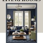 Navy & Sage Living Room inspiration pinterest graphic