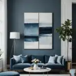 Minimalist Living Room in shades of blue with blue couch