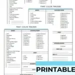 printable paint color tracker