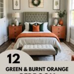 12 green & burnt orange bedroom ideas - pinterest graphic