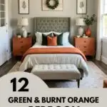 12 green & burnt orange bedroom ideas - pinterest graphic