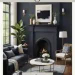 living room with dark paint color - pinterest graphic