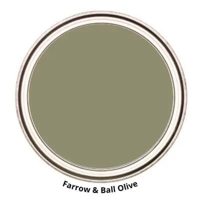 Farrow & Ball Olive paint can swatch