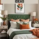 Green and Burnt orange bedroom ideas- Pinterest Graphic