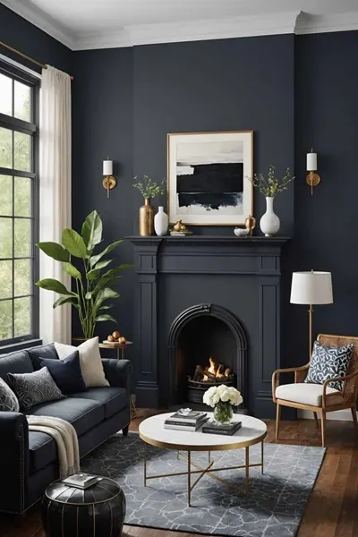 living room with BM wrought Iron painted walls