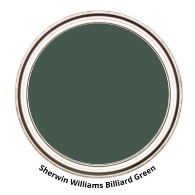 Sherwin Williams Billiard Green paint can swatch