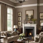 traditional living room with the paint color Sherwin Williams Taupe Tone on the walls