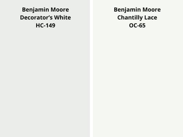 BM Decorator's White vs BM Chantilly Lace color comparison digital swatch 