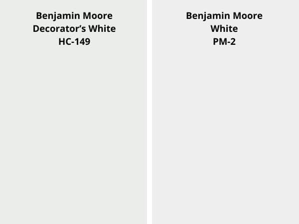 BM Decorator's White vs BM White color comparison digital swatch