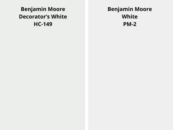 BM Decorator's White vs BM White color comparison digital swatch