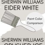 Eider White vs Crushed iced paint color comparison pinterest graphic