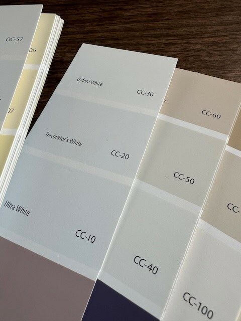 decorator's white paint chip in paint book