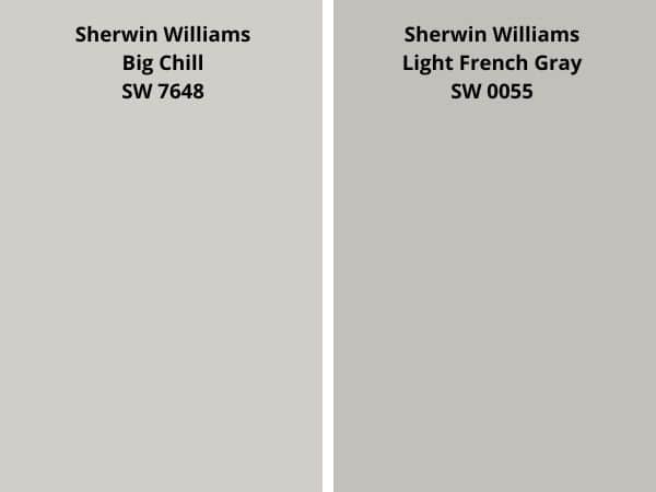 SW Big Chill vs SW Light French Gray color comparison digital swatch