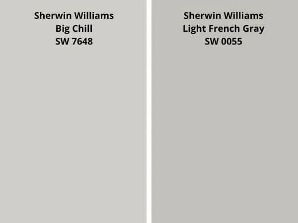 SW Big Chill vs SW Light French Gray color comparison digital swatch