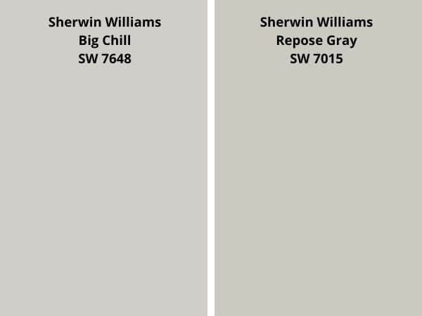 SW Big Chill vs SW Repose Gray color comparison digital swatch