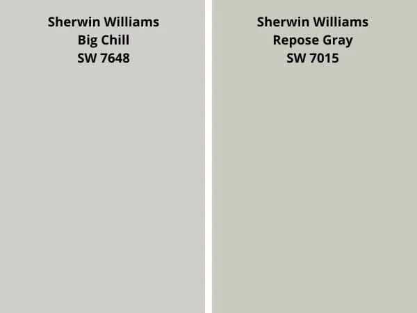 SW Big Chill vs SW Repose Gray color comparison digital swatch