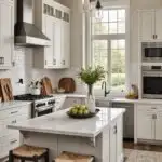 modern farmhouse style kitchen with kitchen island