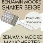 shaker beige vs Manchester tan paint color comparison pinterest graphic