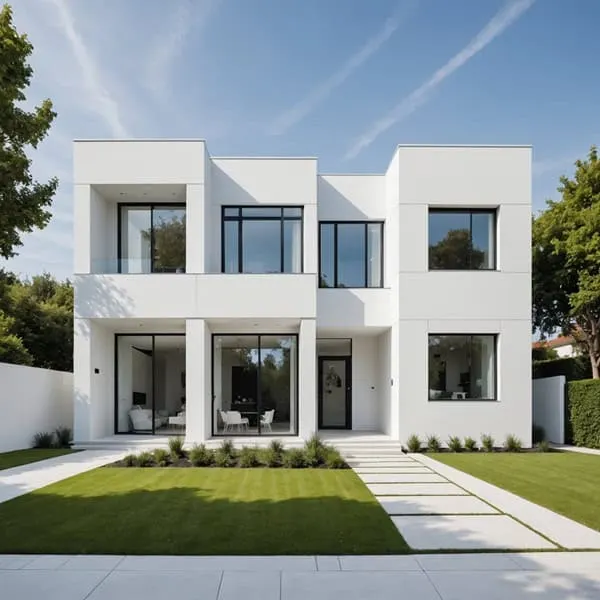 A white Contemporary minimalism style home exterior