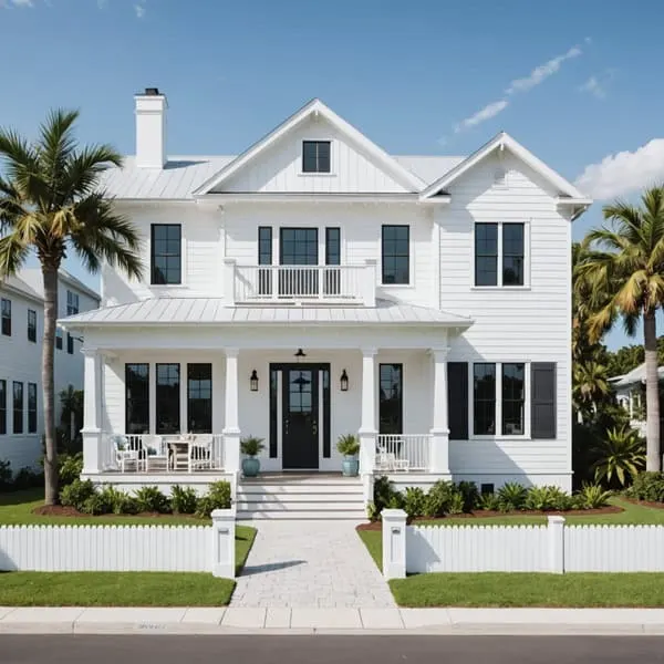 A white coastal chic style home exterior