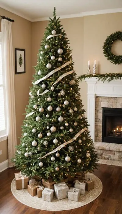 Christmas Tree with a neutral tree skirt