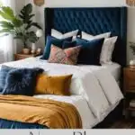 navy blue bedroom ideas - pinterest graphic