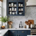 _kitchen with a navy blue cabinets