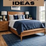 navy blue bedroom ideas - pinterest graphic