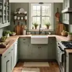 Paint Colors for a green Rustic kitchen Pinterest graphic