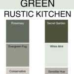 Paint Colors for a green Rustic kitchen Pinterest graphic