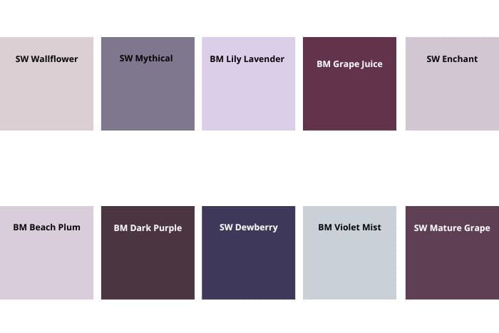 purple paint colors digital swatches