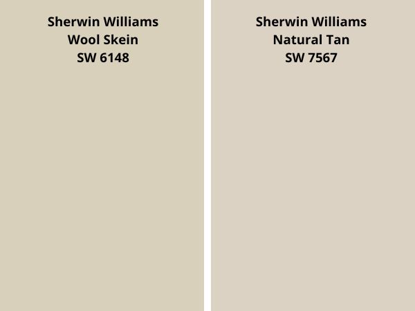 Wool Skein vs Natural Tan color comparison digital swatch