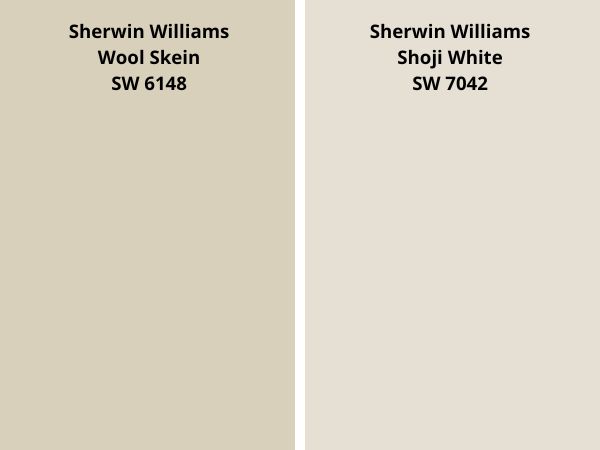 Wool Skein vs Shoji White color comparison digital swatch