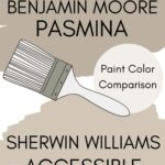 Benjamin Moore Pashmina vs SW Accessible Beige paint color comparison pinterest graphic