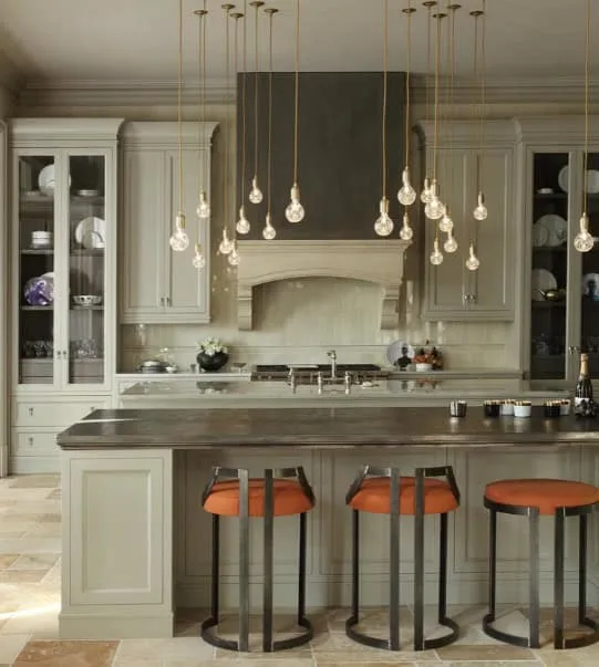 kitchen with large island and pendant lights