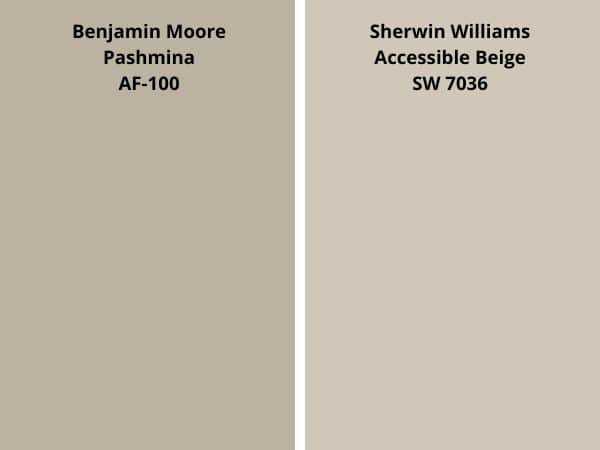 Pashmina vs Accessible Beige color comparison digital swatch 