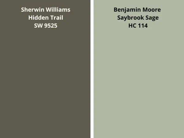 Hidden Trail vs BM Saybrook Sage color comparison digital swatch