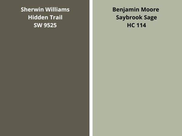Hidden Trail vs BM Saybrook Sage color comparison digital swatch
