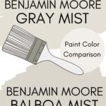 BM Gray Mist vs BM Balboa Mist paint color comparison pinterest graphic