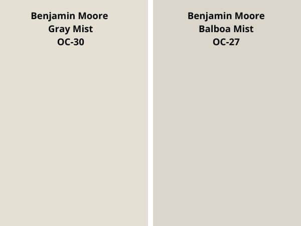 Gray Mist vs Balboa Mist color comparison digital swatch 