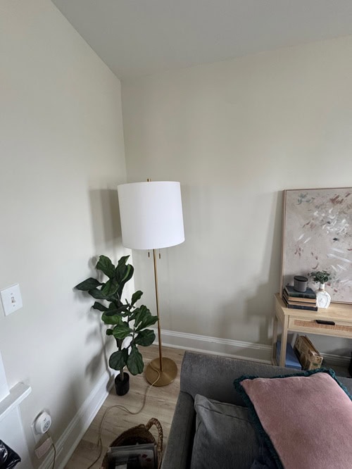 Living room with BM gray mist painted walls